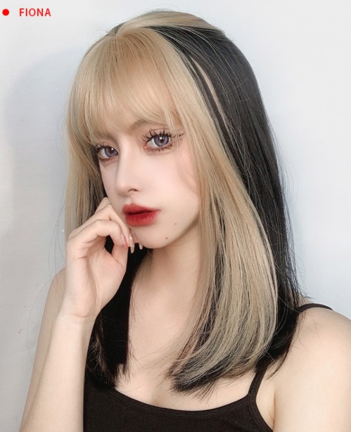 투톤 통가발 블랙옐로우 패션가발 투톤가발 cos 코스프레가발