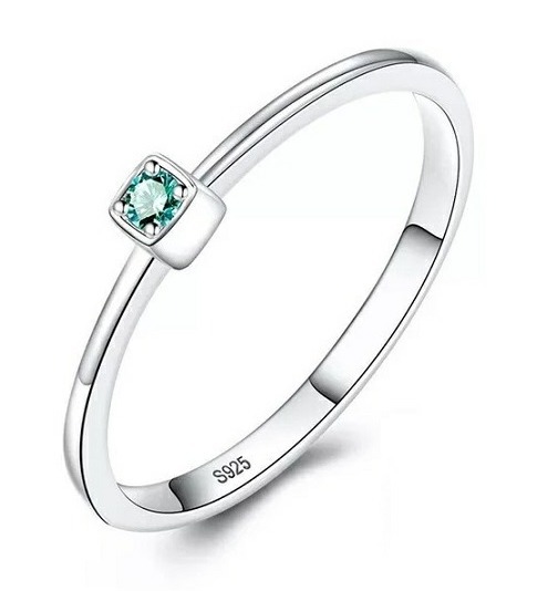 4-13. 925 스털링 실버/VVS 2mm 그린 토파즈/실반지