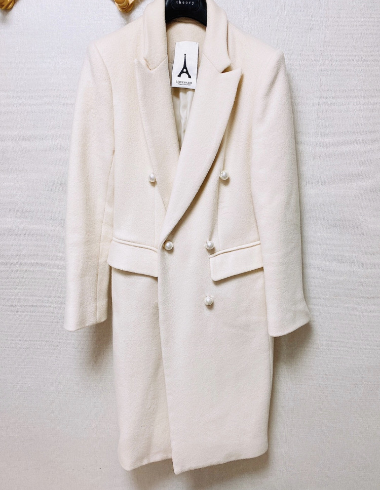 러브패리스 화이트 아이보리 진주보튼코트