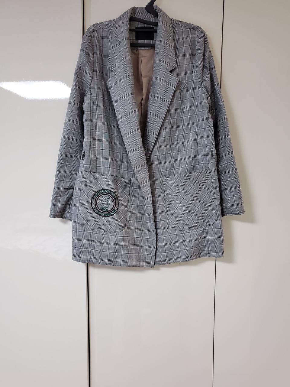 새상품) 그레이 체크자켓