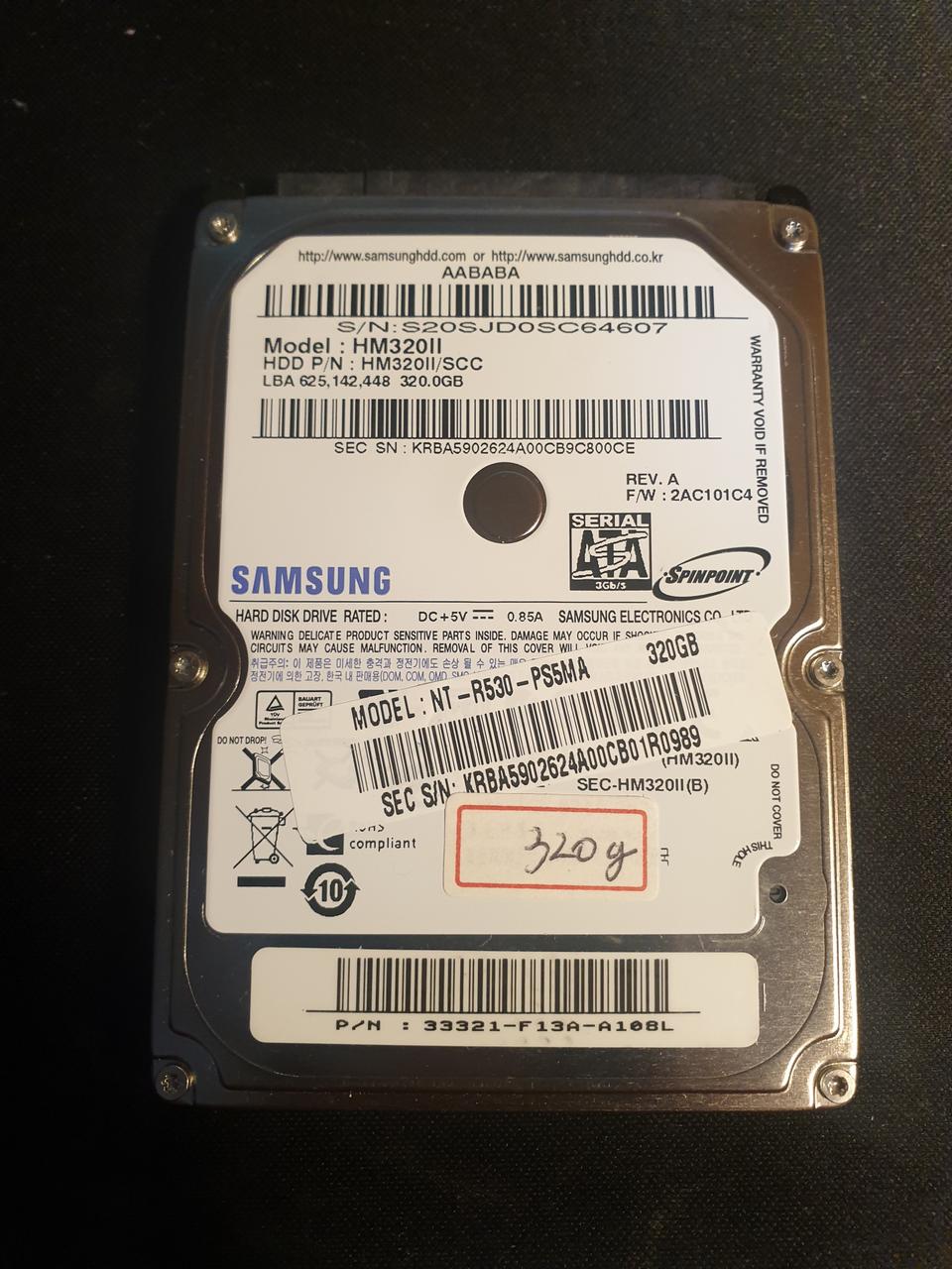 2.5인치 노트북 하드 320기가 판매합니다.