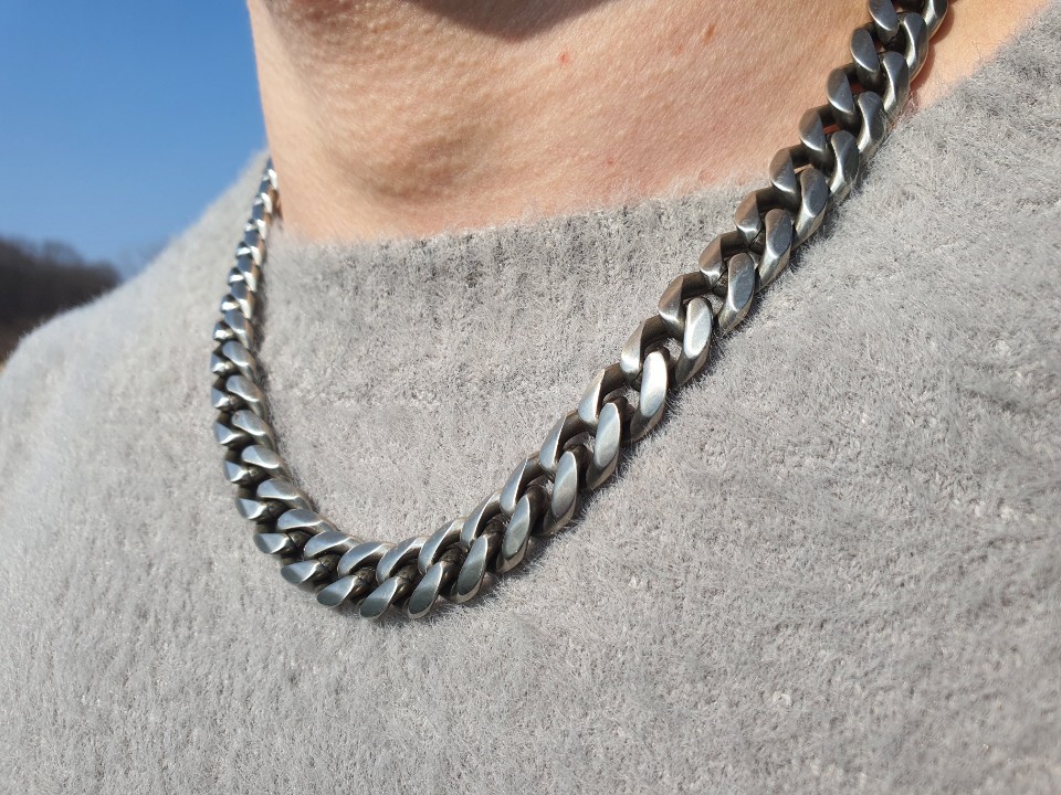 써지컬 스틸 12mm 무광 체인 목걸이