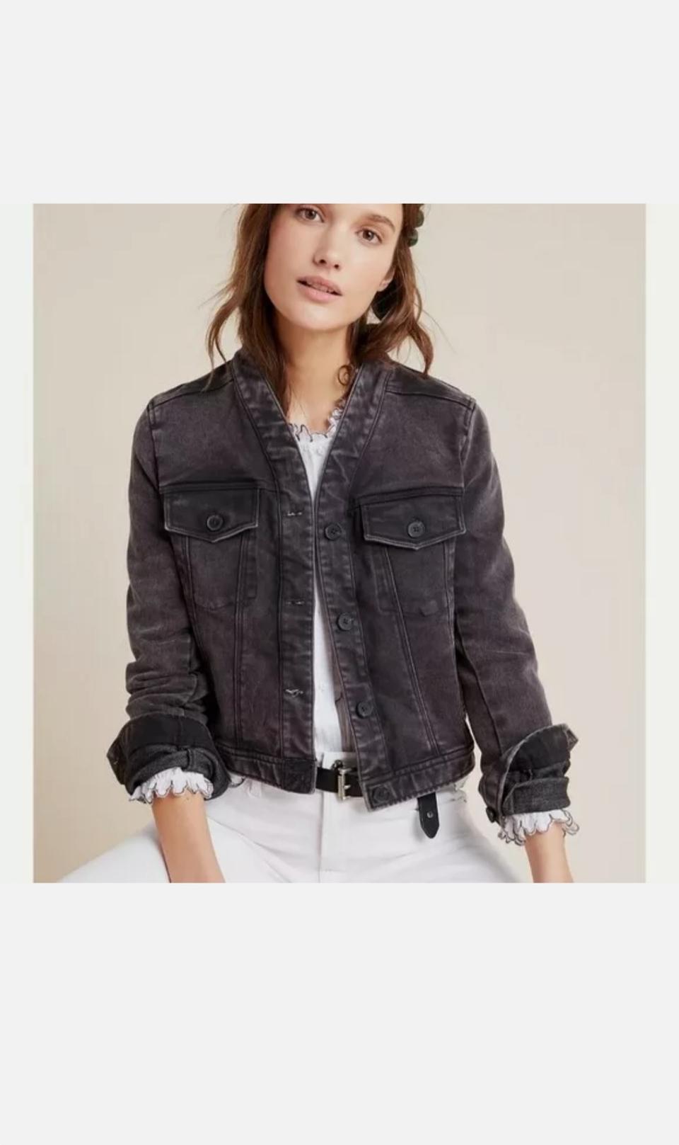 앤트로폴로지 Bibiana 워싱데님 봄버자켓