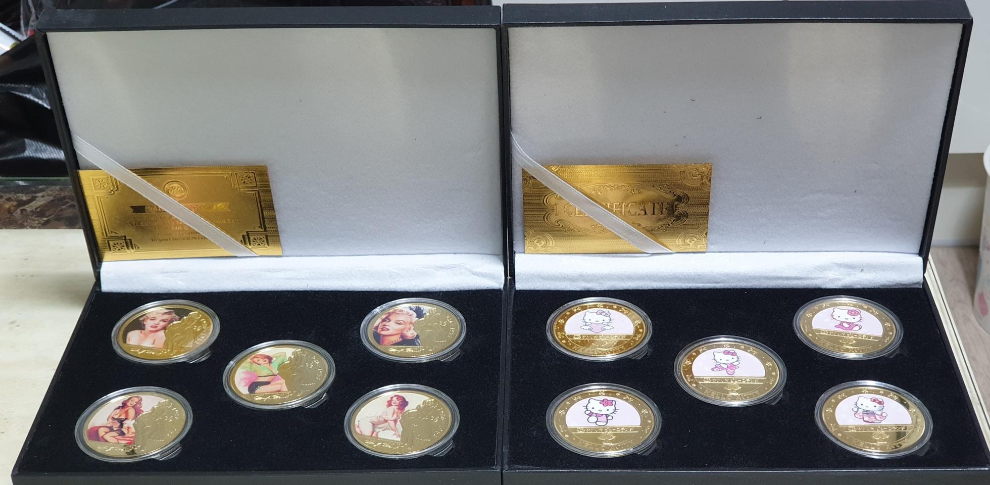 기념주화 ~마릴린먼로 키티 5종셋 옛날돈 관봉 민트 지폐