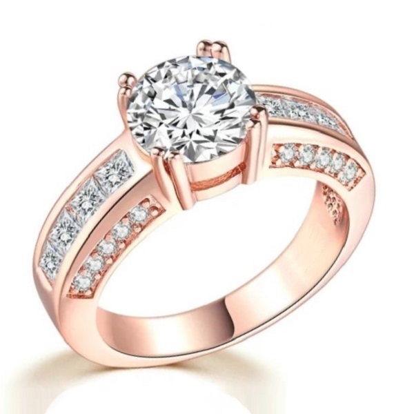3-3. 로즈 골드 18KGP/2캐럿 큐빅 예물/선물 반지