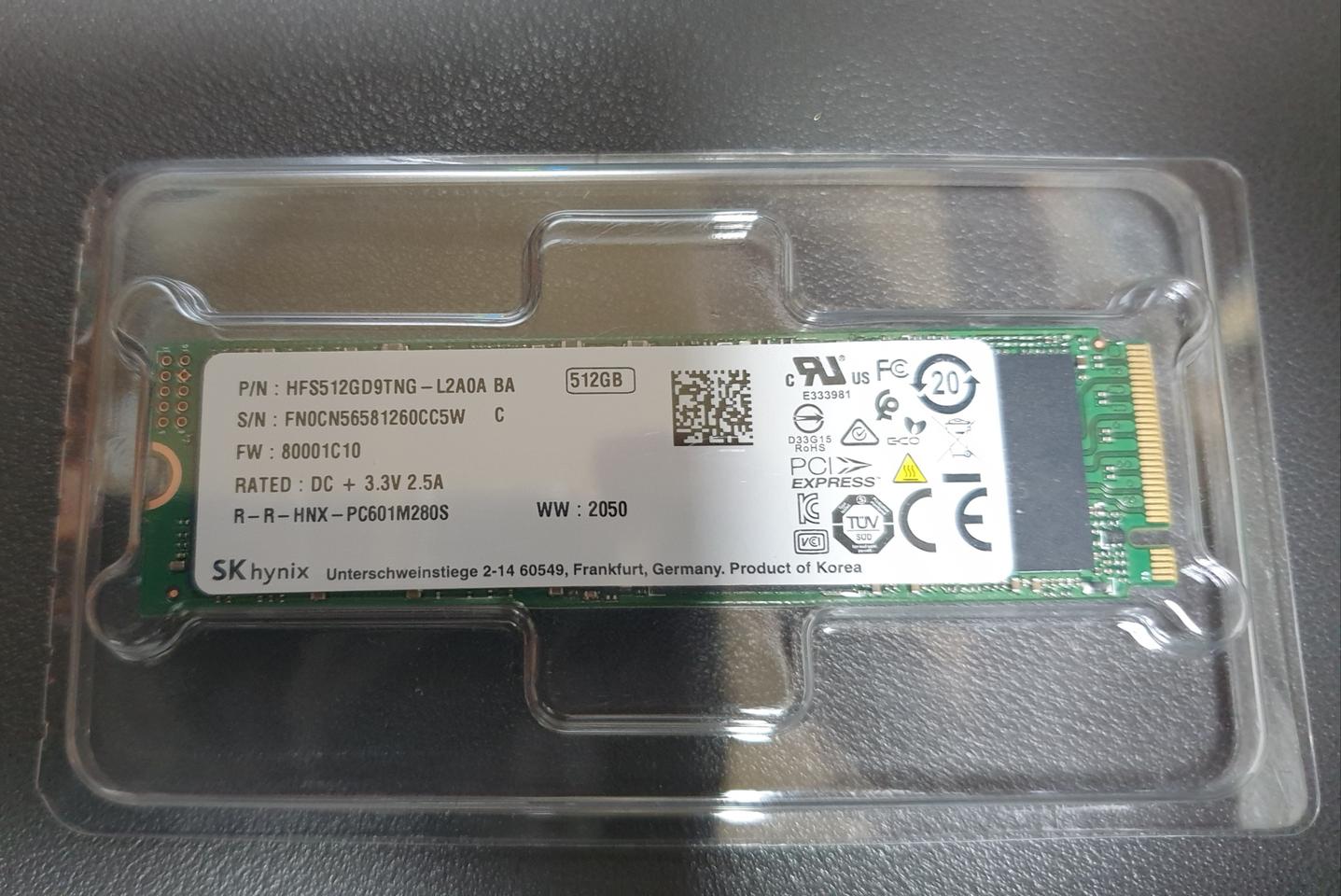 하이닉스 512GB NVME PC601 SSD
