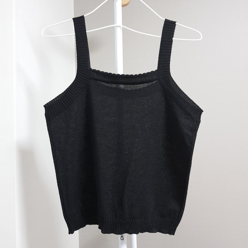 검은색 얇은 니트 나시 프리사이즈 거의새상품살짝 비치는 시스루