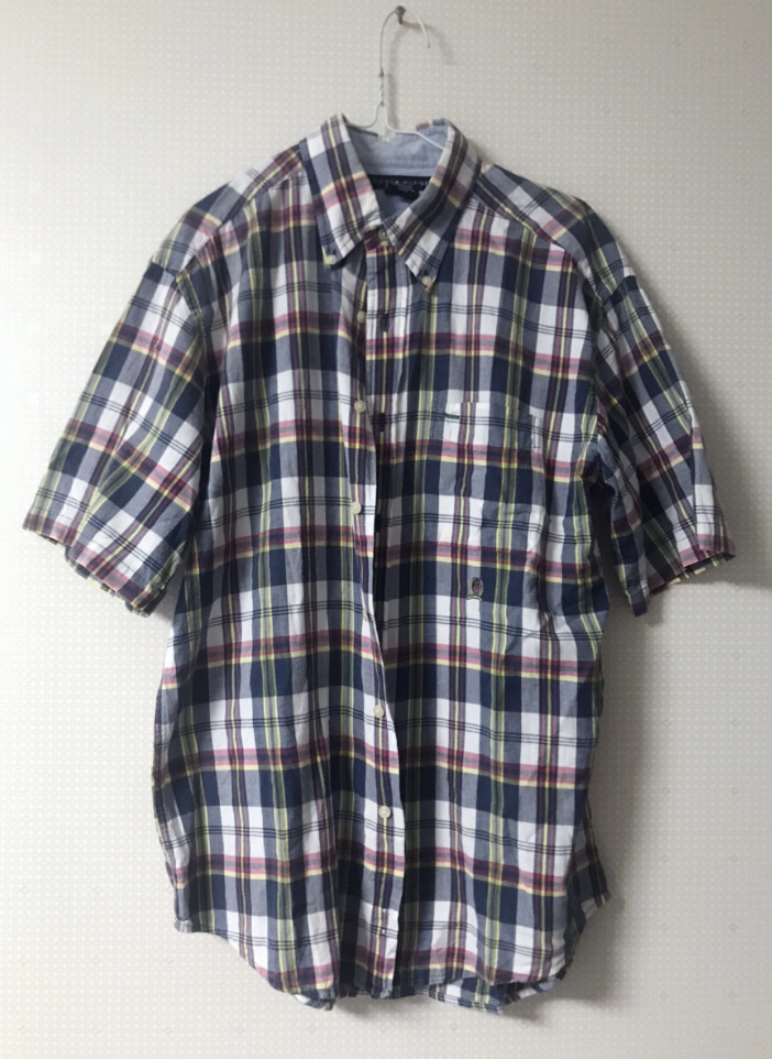 타미힐피거 정품 반팔 체크남방