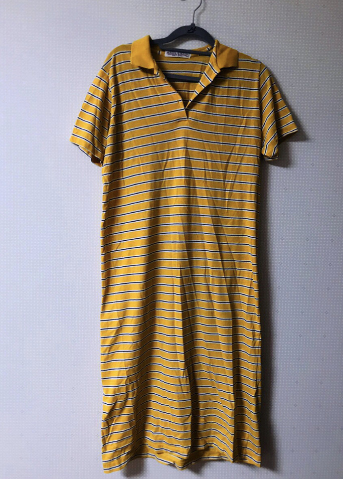 단가라 반팔 옐로우 롱원피스