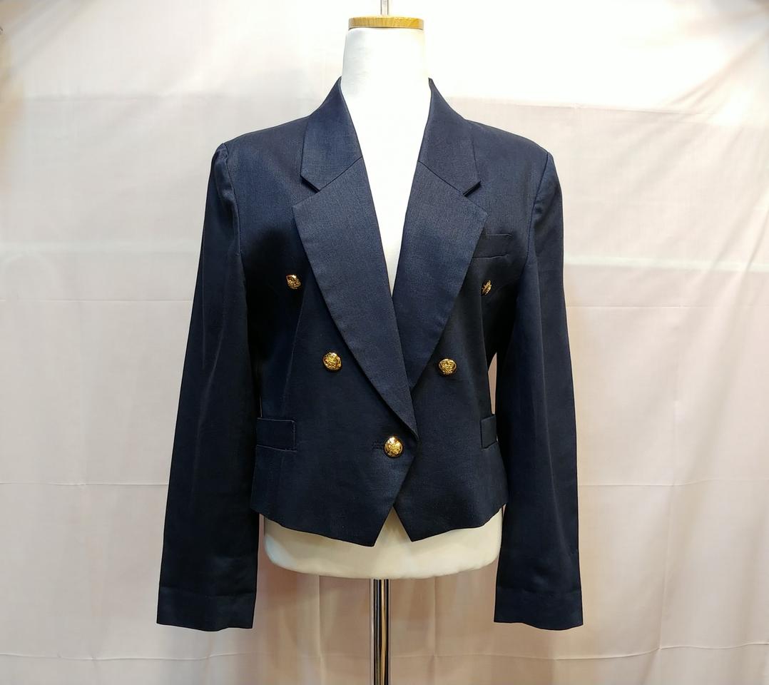 린넨 금장단추 숏 블레이저 자켓