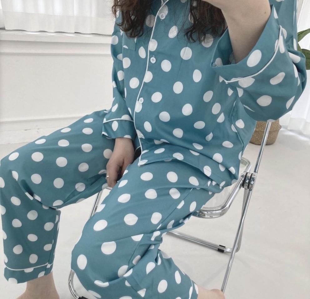 [새상품] 샤틴 빅도트 잠옷 상하세트 *땡땡이 여성 파자마세트 *홈웨어