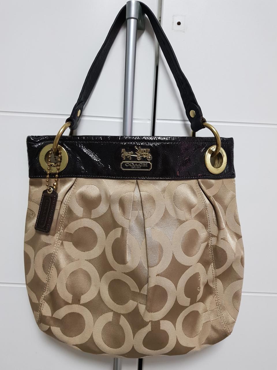 코치 정품 가죽겸 페브릭 숄더겸 토트백