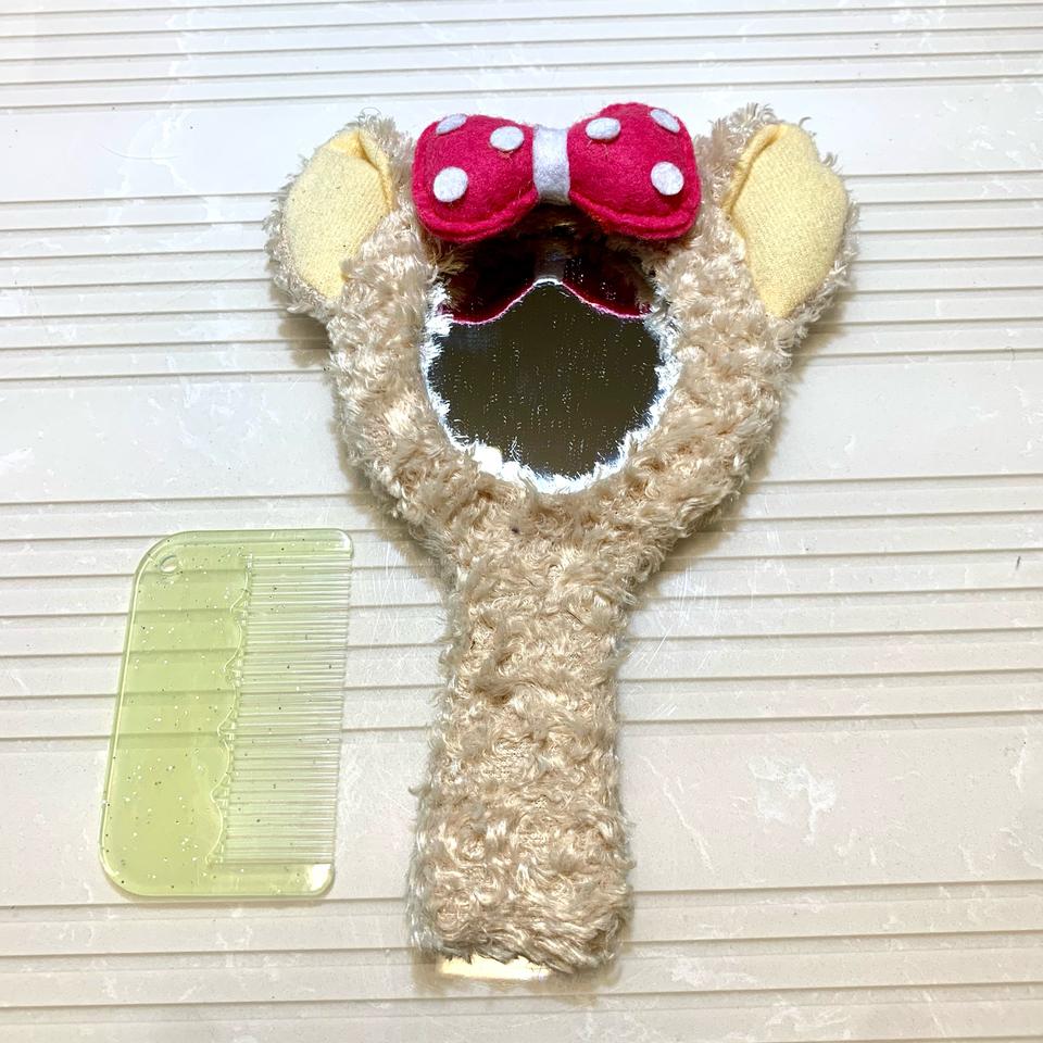 (800원) 동물 털리본 손거울 + 빗 세트