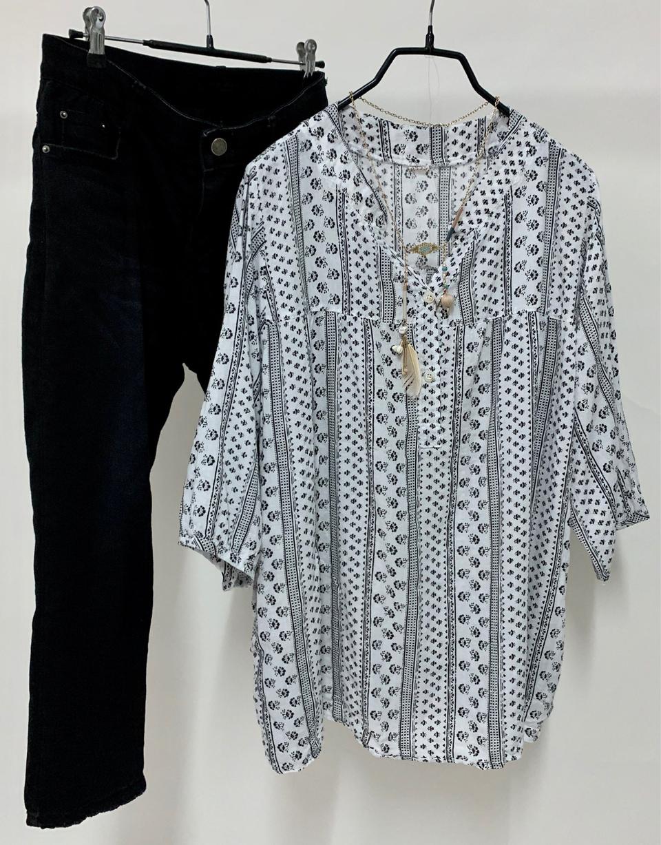 에스닉 블라우스 보헤미안튜닉 오가닉 워싱면 루즈핏 빅사이즈 롱티