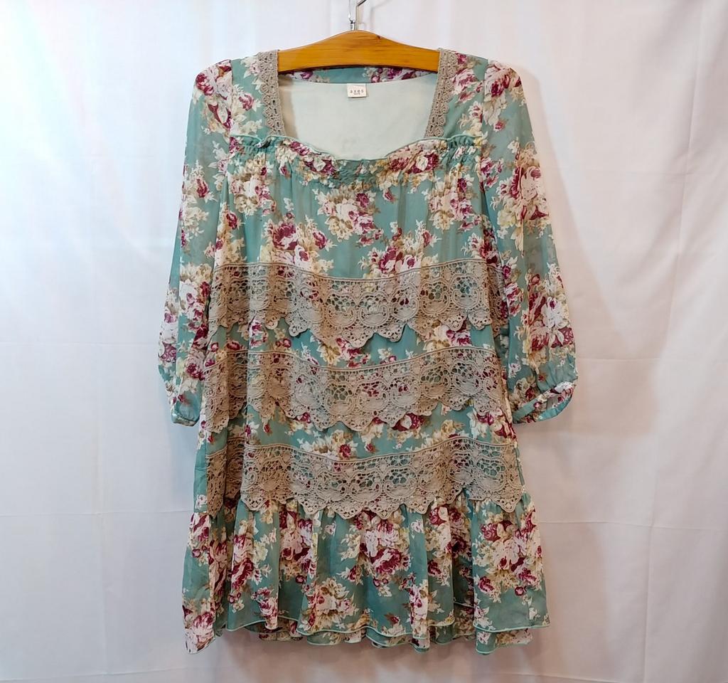 레이스 쉬폰 미니 원피스