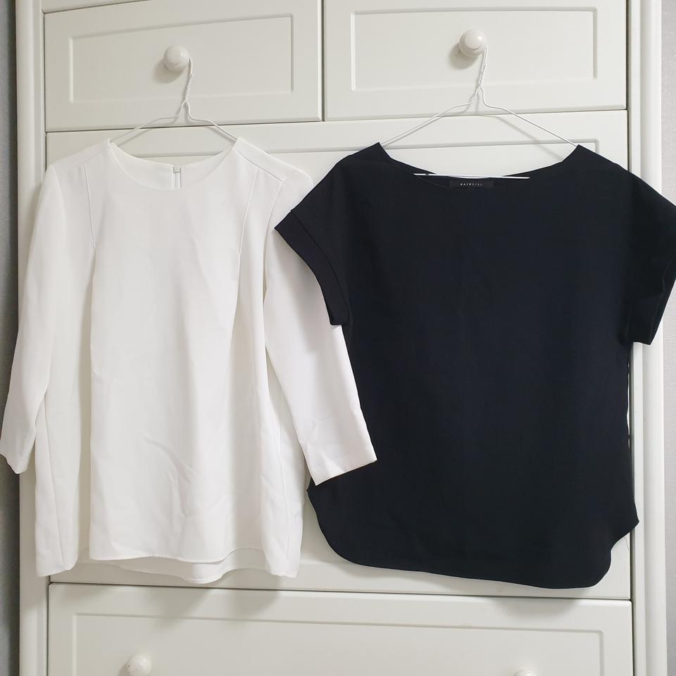 흰색 검은색 블라우스 55사이즈 팔아요 일괄