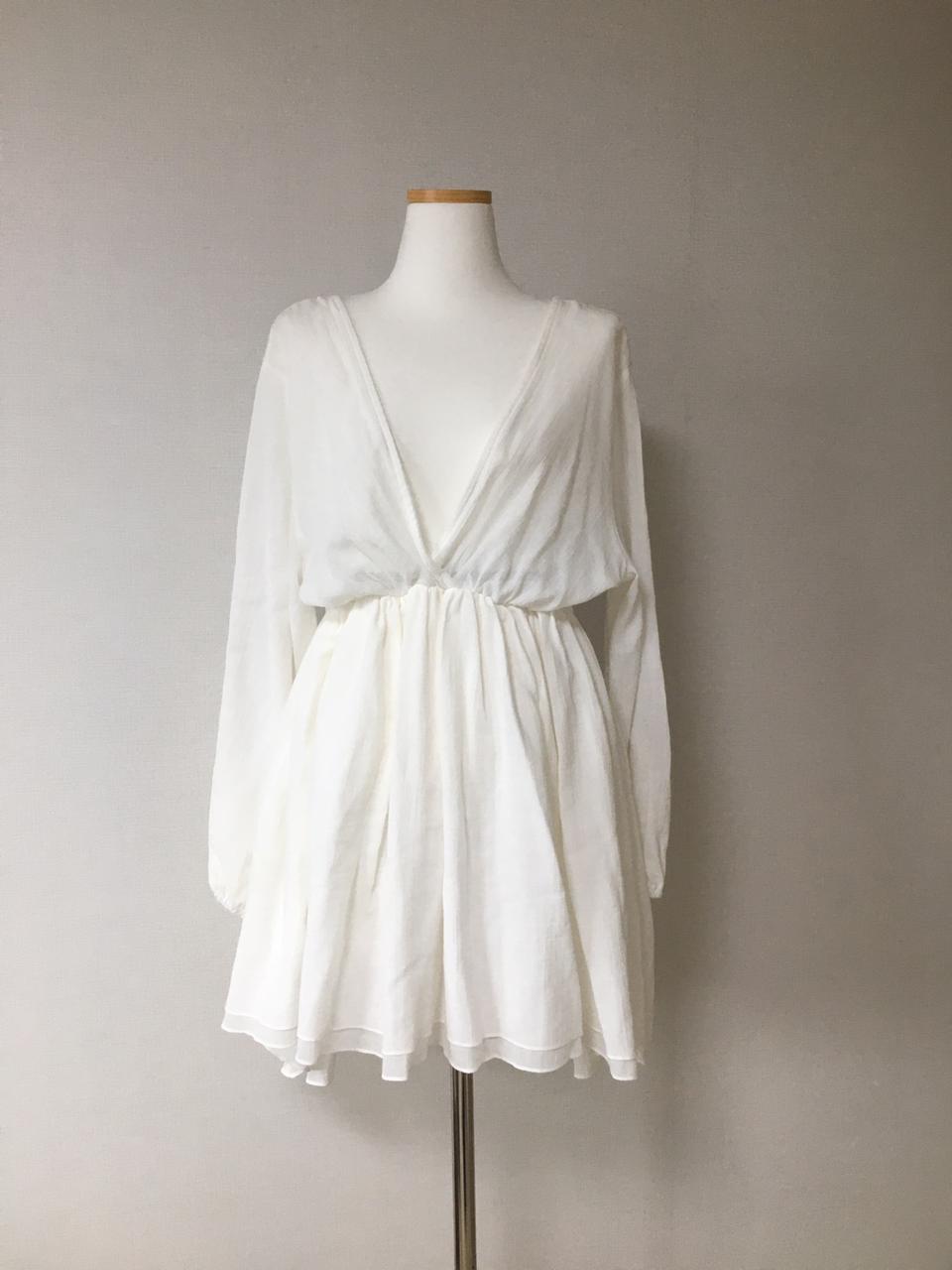 브이넥 캉캉 롱블라우스