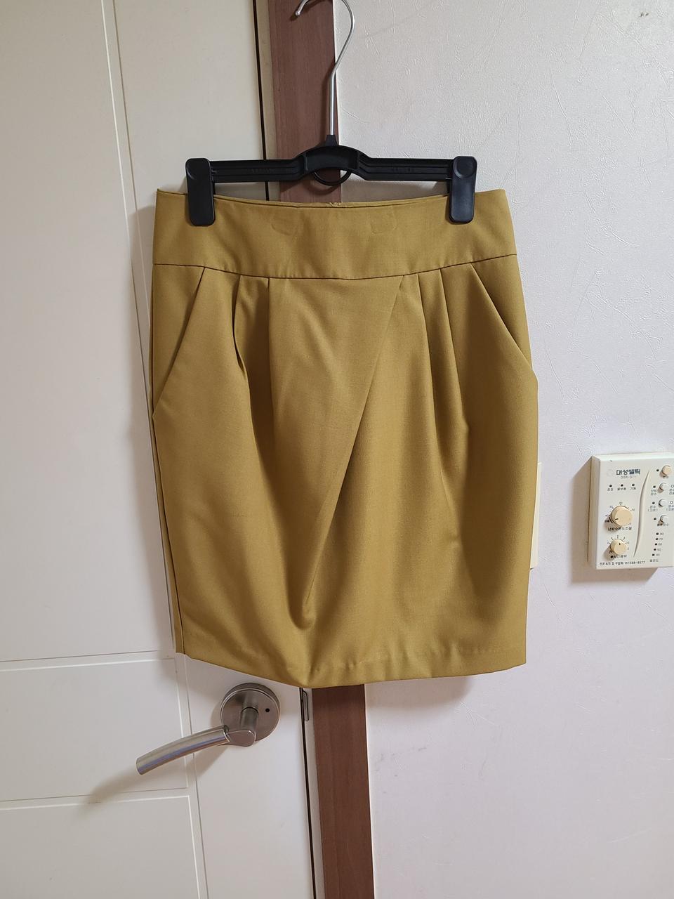 봄여름 겨자색 h라인스커트 정장치마 하객룩 오피스룩55