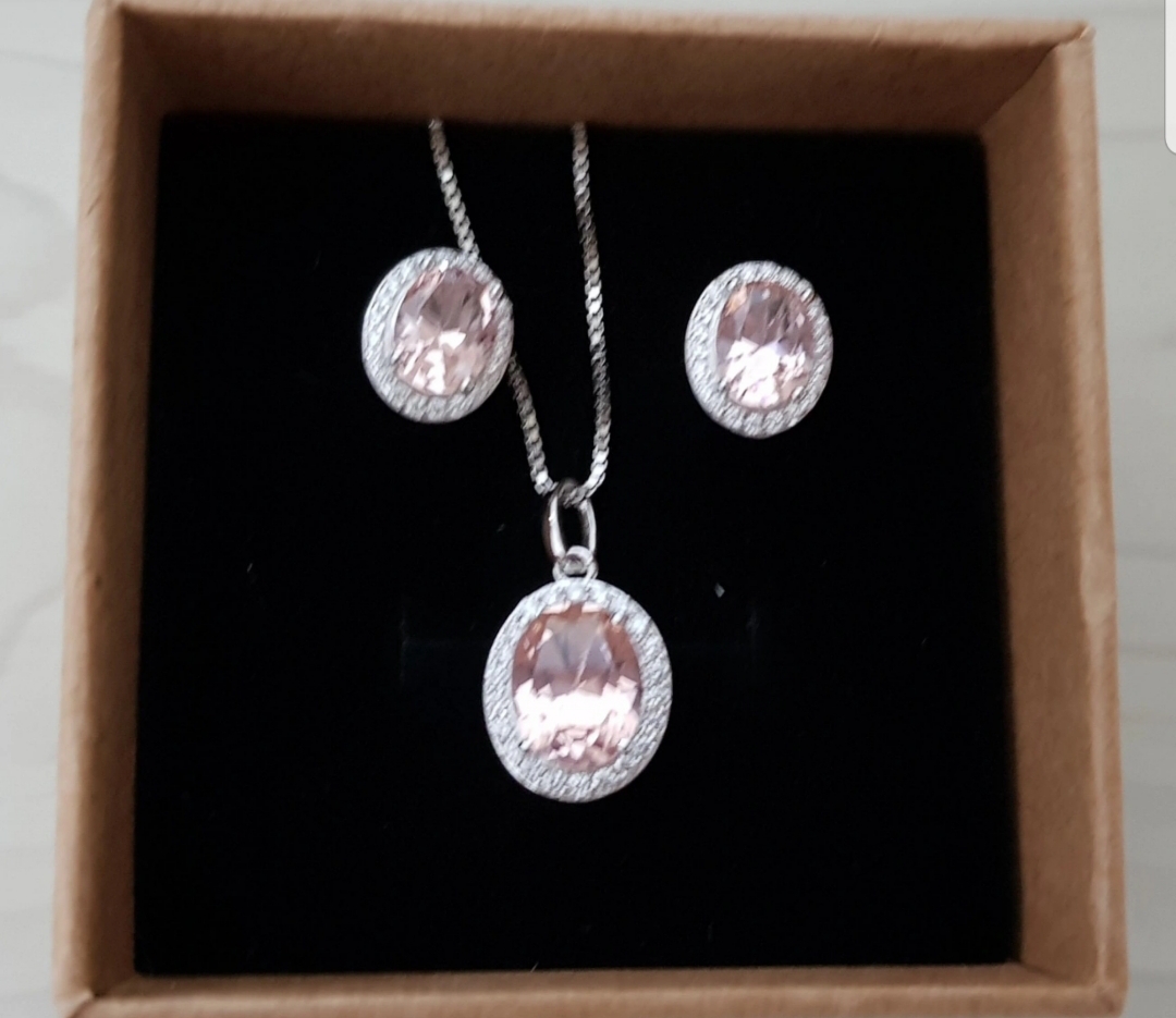 실버925 핑크사파이어셋트
