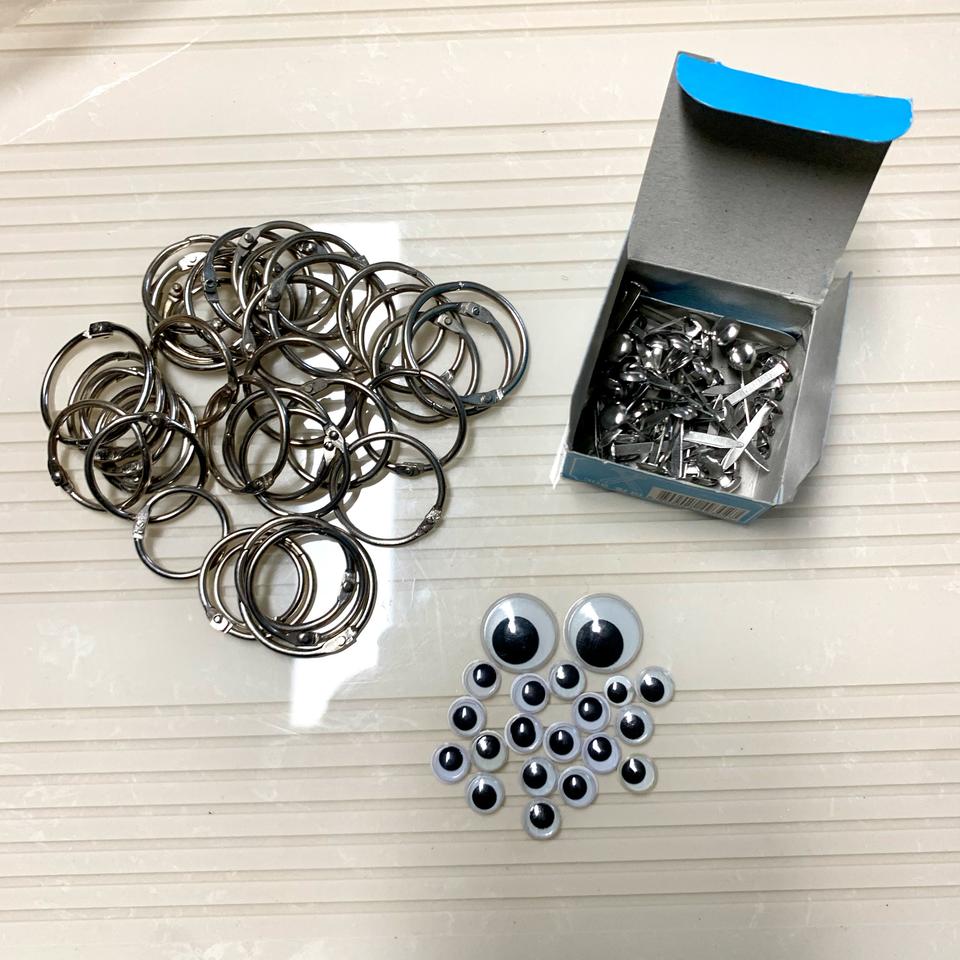 (일괄)고리링(펀치링) + 할핀 + 눈알재료 + 찍찍이 + 모루(털철사)