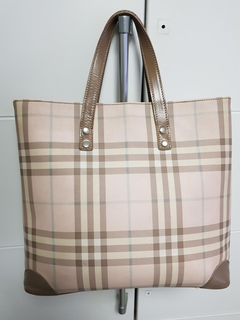 버버리 정품 체크 무늬 쇼퍼백