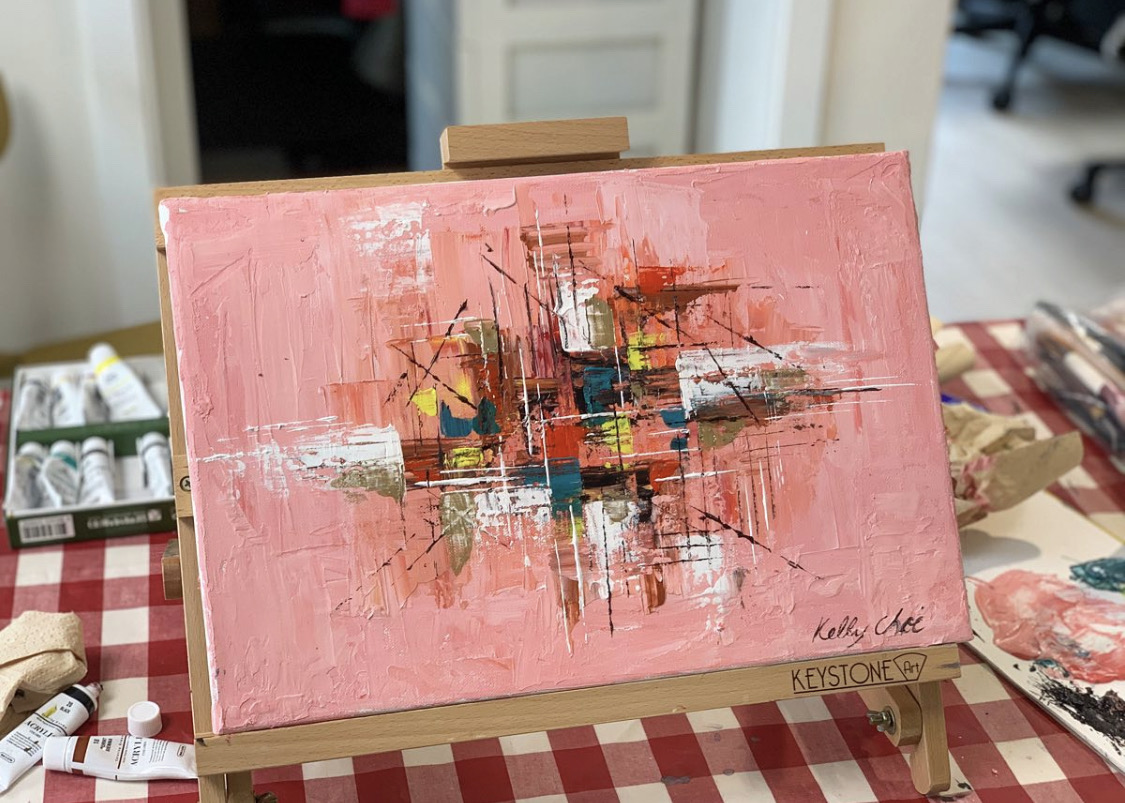 핑크 인테리어 아크릴화 추상화 그림