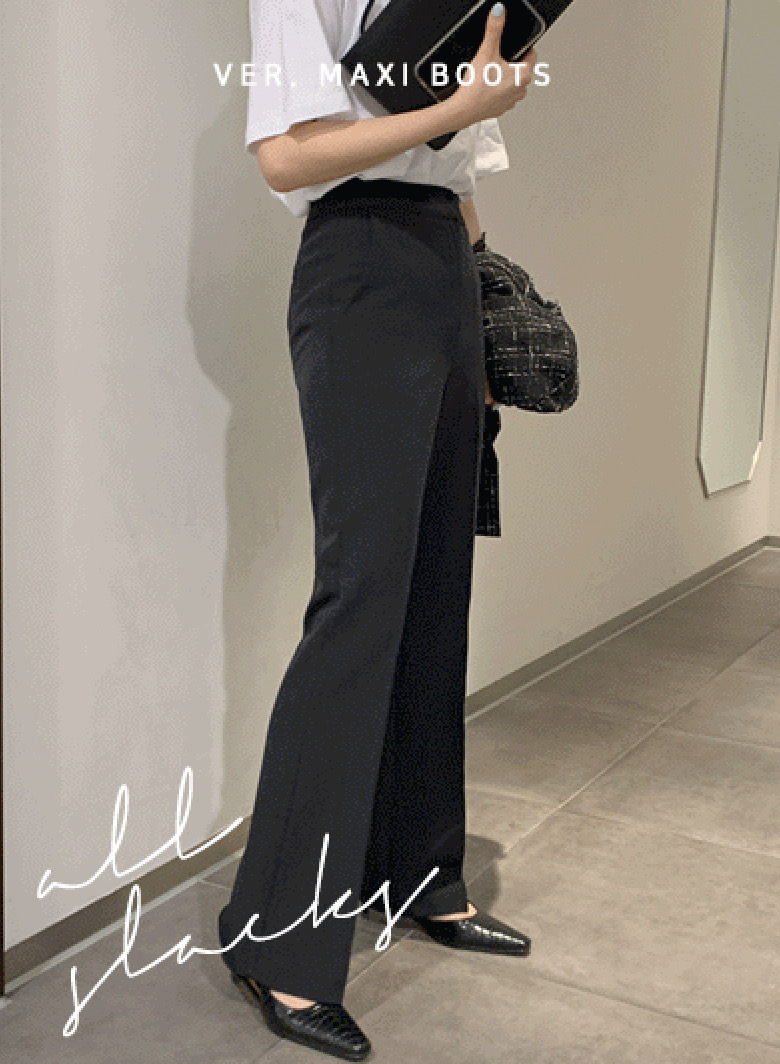 블랙 맥시 하이웨스트 맥시 부츠컷 슬랙스 m