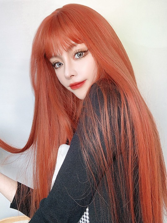 레드오렌지 스트레이트 통가발