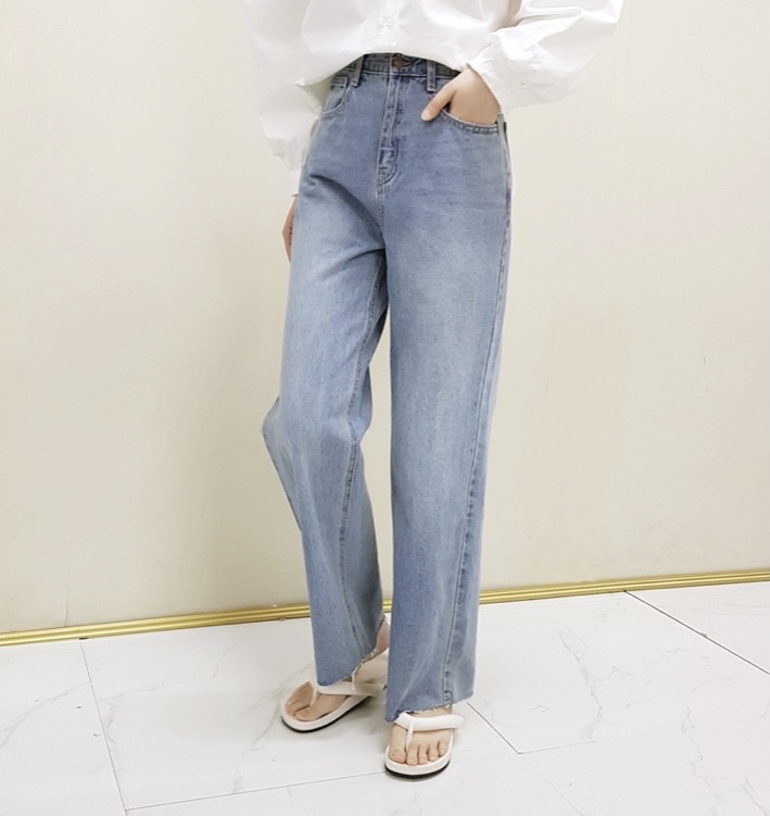 택포 새상품 일자 와이드 데님 청바지 L