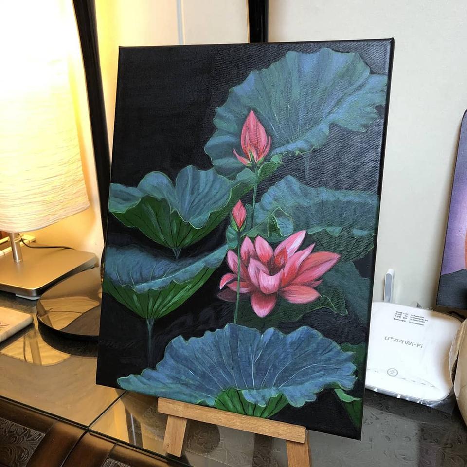 인테리어 연꽃 아크릴 캔버스 그림액자