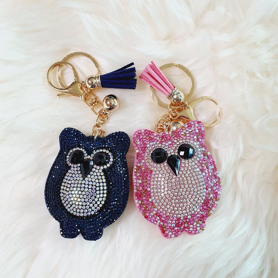 큐빅 부엉이 열쇠고리 키링