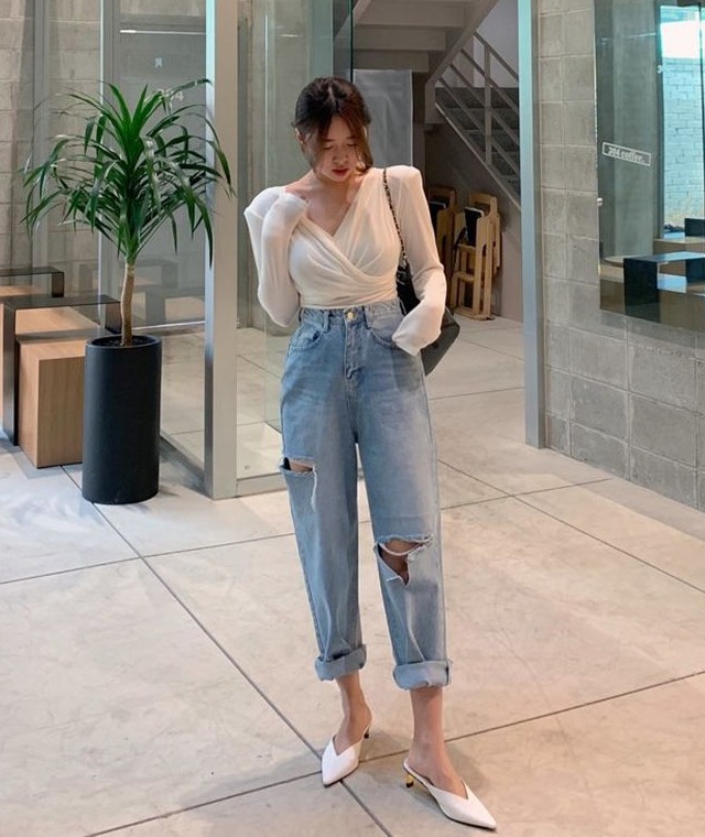 새상품)찢청 와이드 팬츠 3사이즈