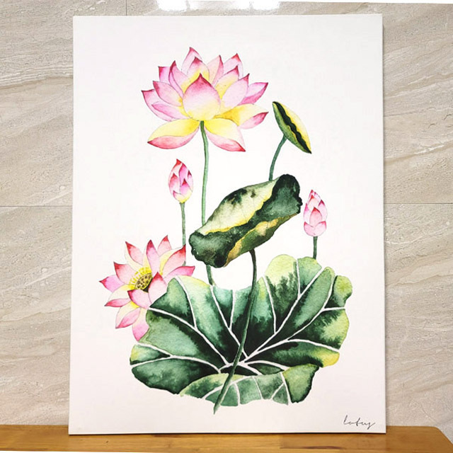 시험 합격을 부르는 연꽃 그림 액자수험생 합격 운 기원 연꽃 풍수