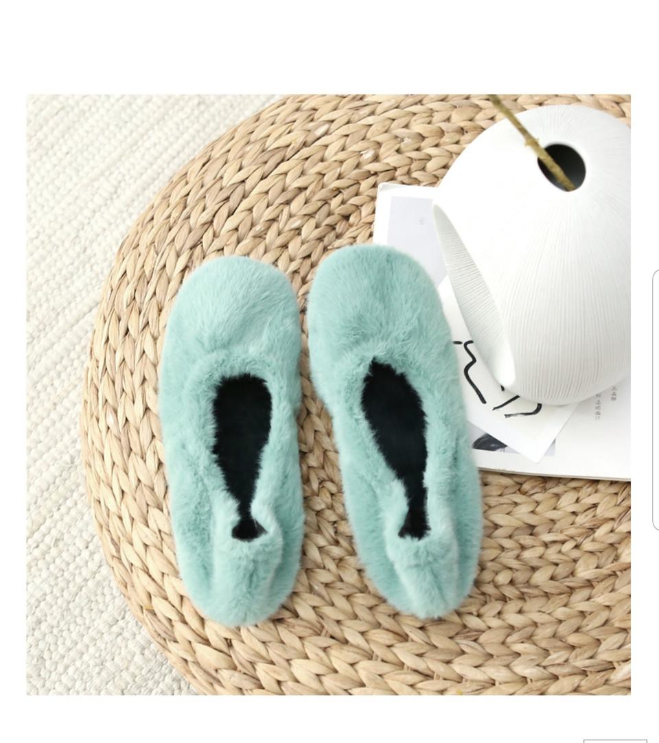 소보제화 쭈글밴딩 퍼 플랫 실내화 (1cm)새상품