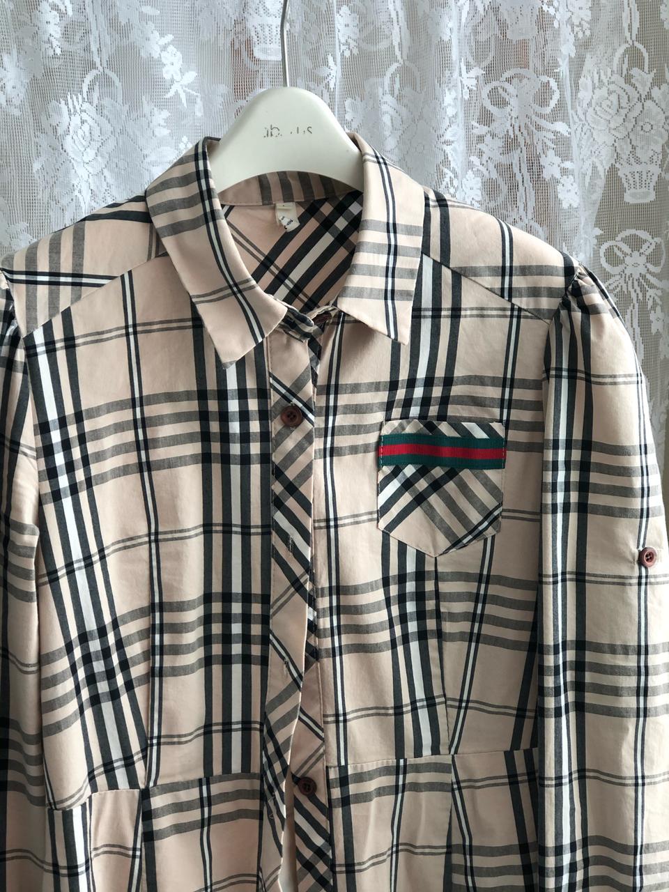 버버리스타일 면혼방 원피스