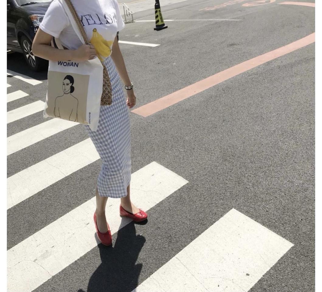 린넨체크롱스커트