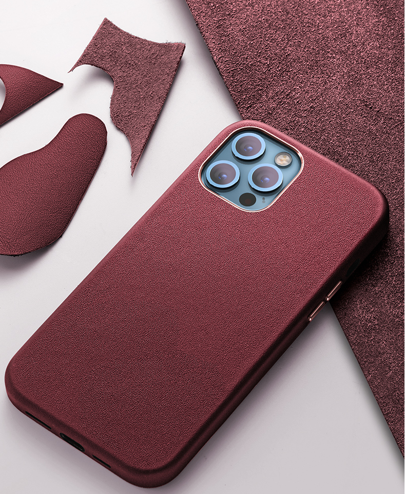 SanCore 아이폰12/12프로 맥세이프 호환 가죽케이스 버건디