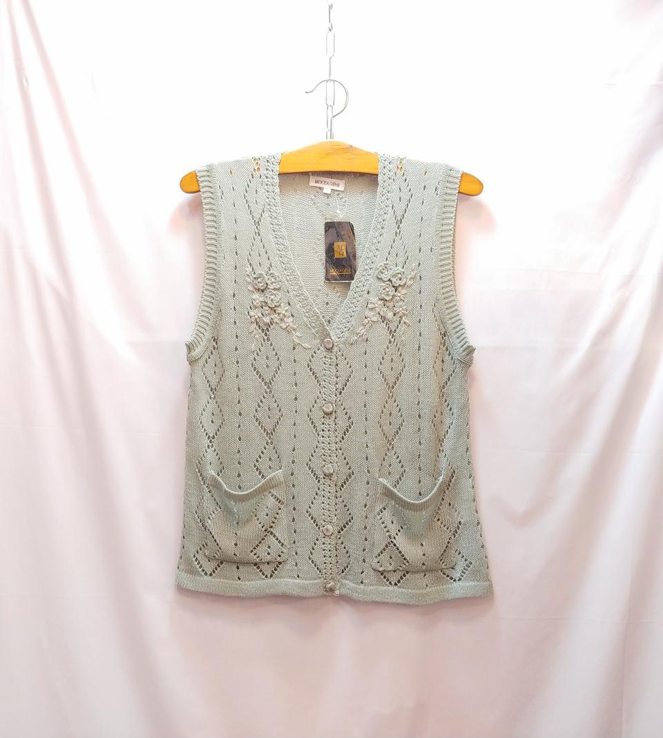 크로셰 민소매 자수 가다건