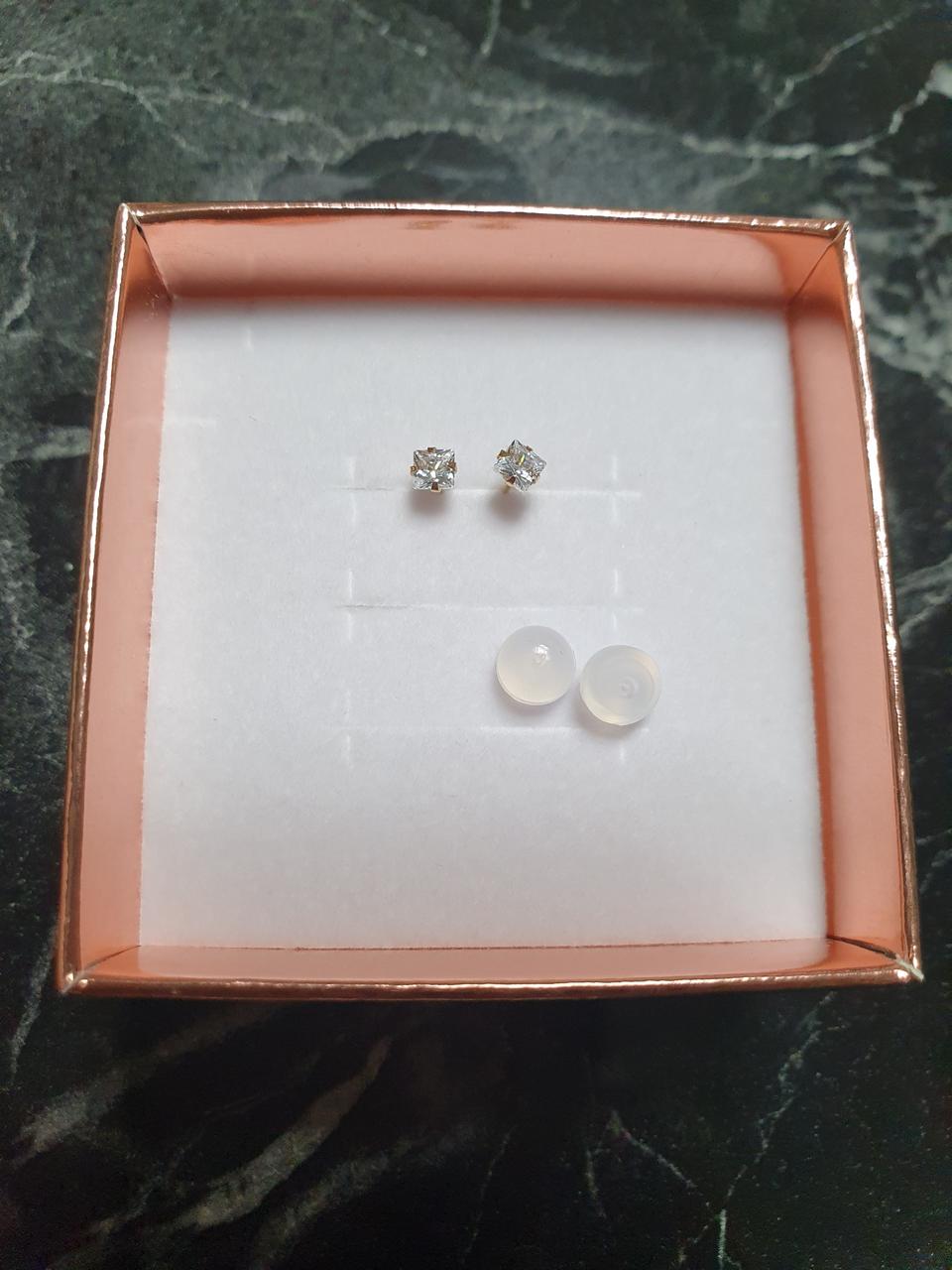 미니골드 14k사각큐빅 귀걸이(새것)