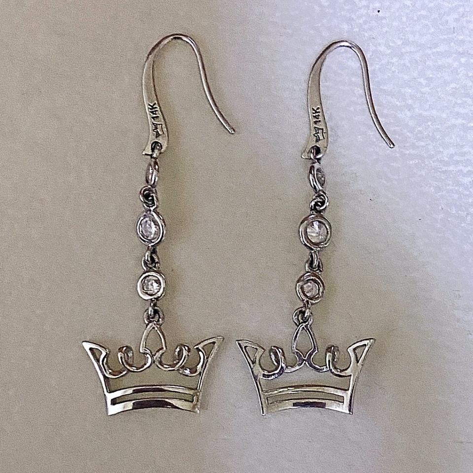 14k 제이에스티나 해골 빅 티아라 롱 귀걸이