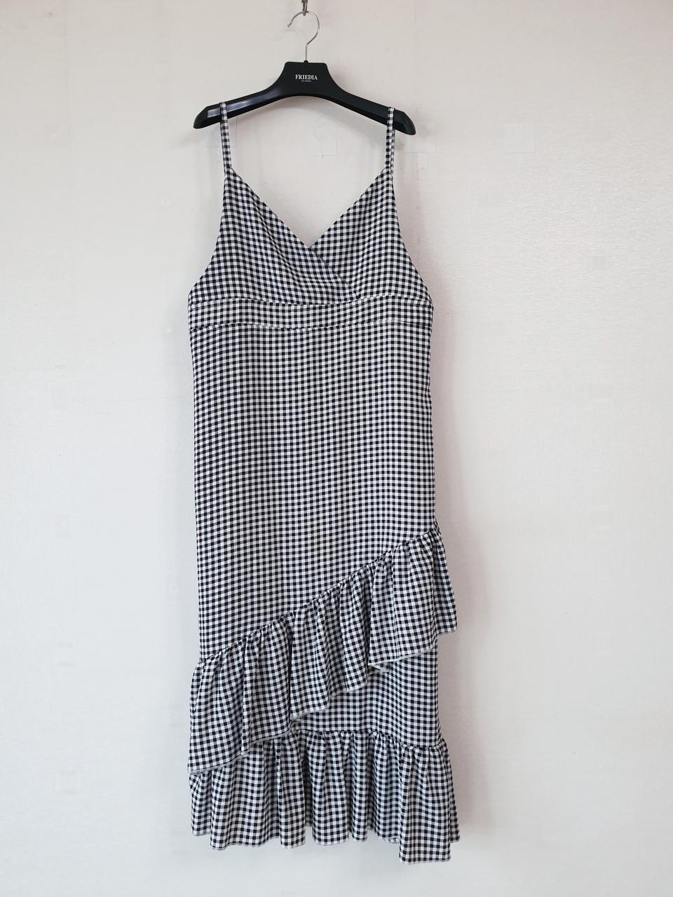 블랙 잔체크 끈원피스