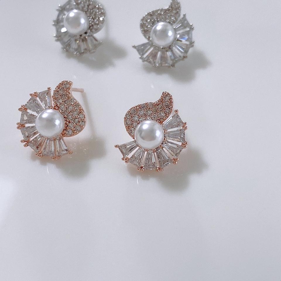 심플진주귀걸이 은침