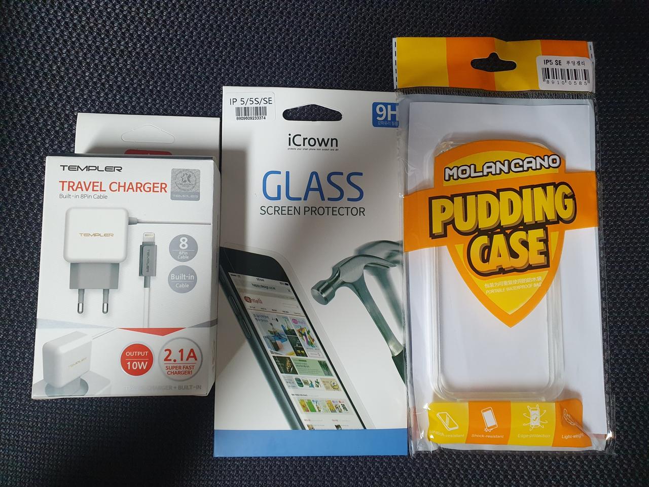 아이폰고속충전기+아이폰강화유리+아이폰케이스 새것