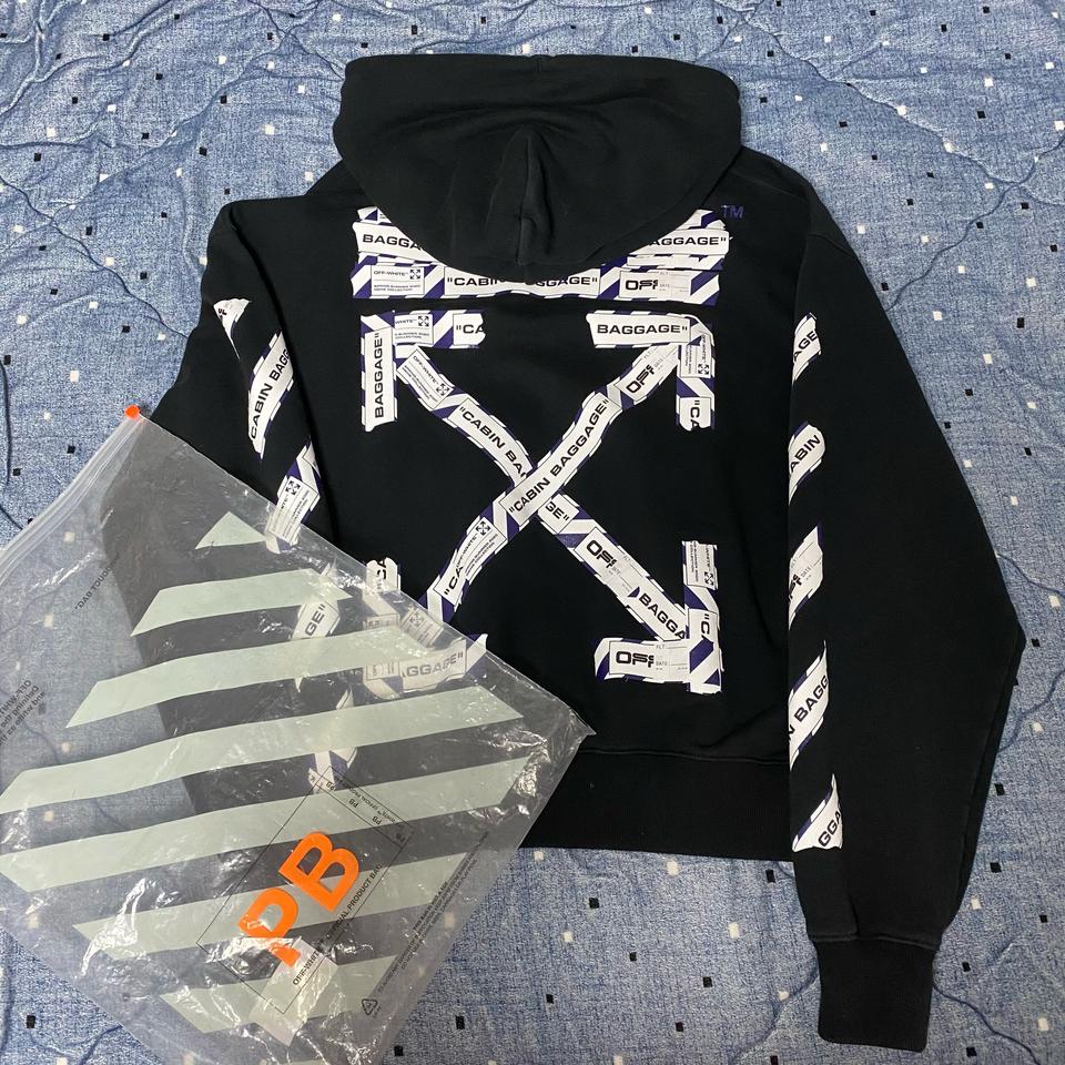 [L] 오프화이트 에어포트 후드 맨투맨집업반팔