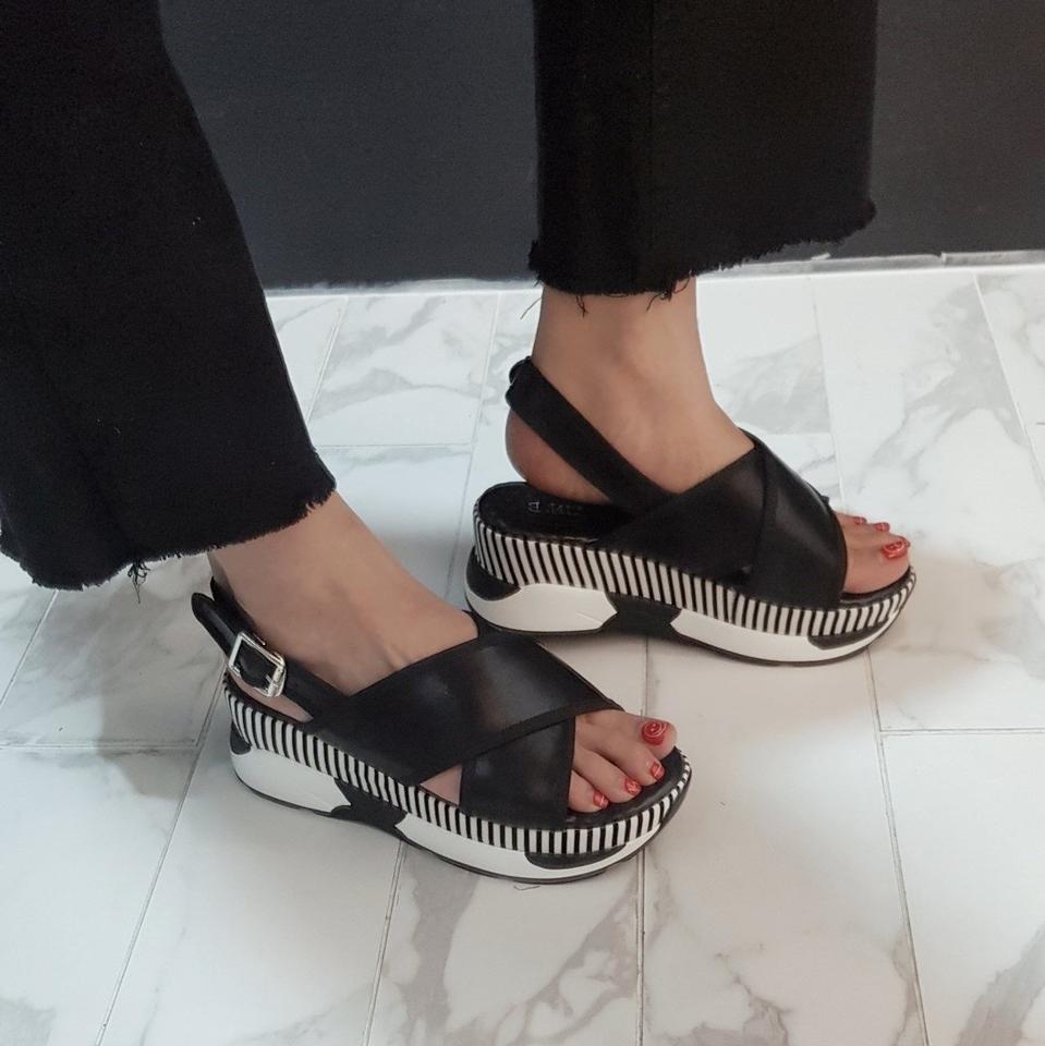 플랫폼 샌들 블랙 245