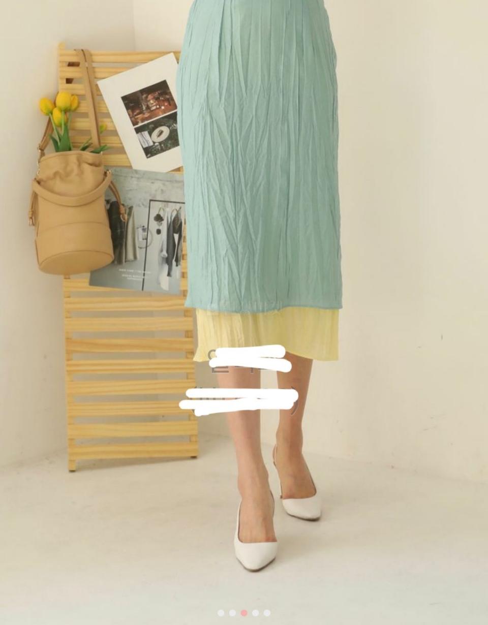 배색 봄여름 주름치마