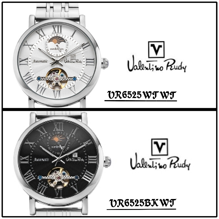 ☆발렌티노루디☆ 오토매틱 썬앤문 오픈하트 메탈시계  VR6525[새상품]