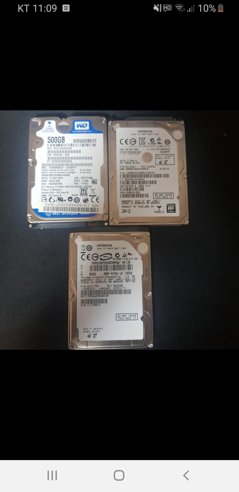 안전 노트북하드 / 2.5인치 하드디스크 팝니다