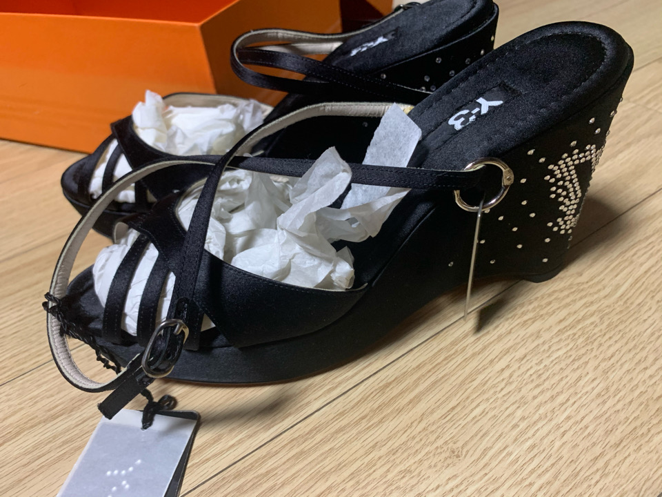 새제품/Y-3 x 스와로브스키 블랙 로고 웨지힐