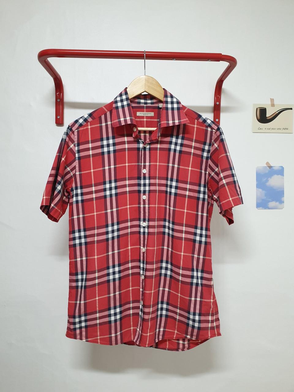 [M] 버버리 브릿 하프슬리브 노바체크 셔츠 레드